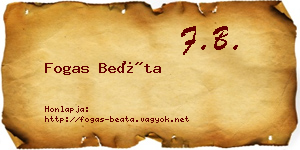 Fogas Beáta névjegykártya