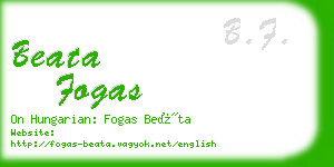 beata fogas business card